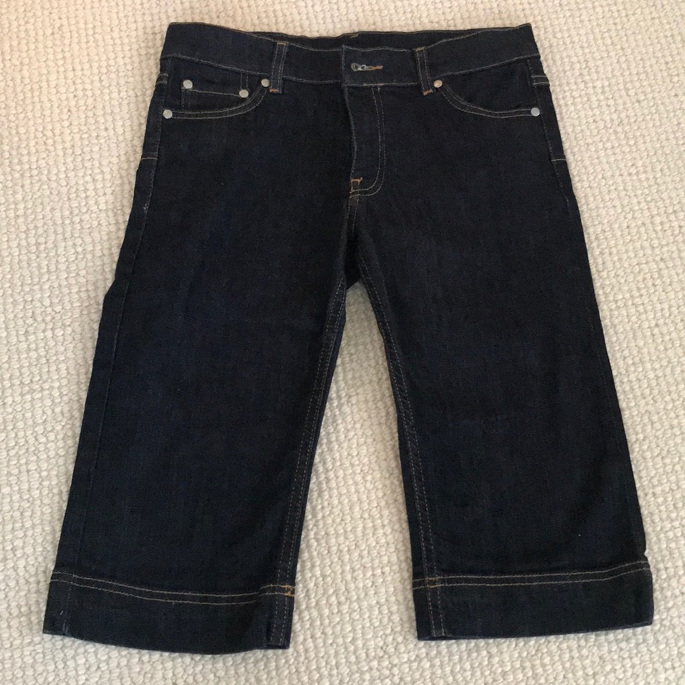 Dark wash Lacoste jean shorts